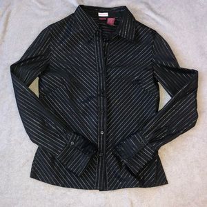 Stretch - Black with silver stripe dress shirt